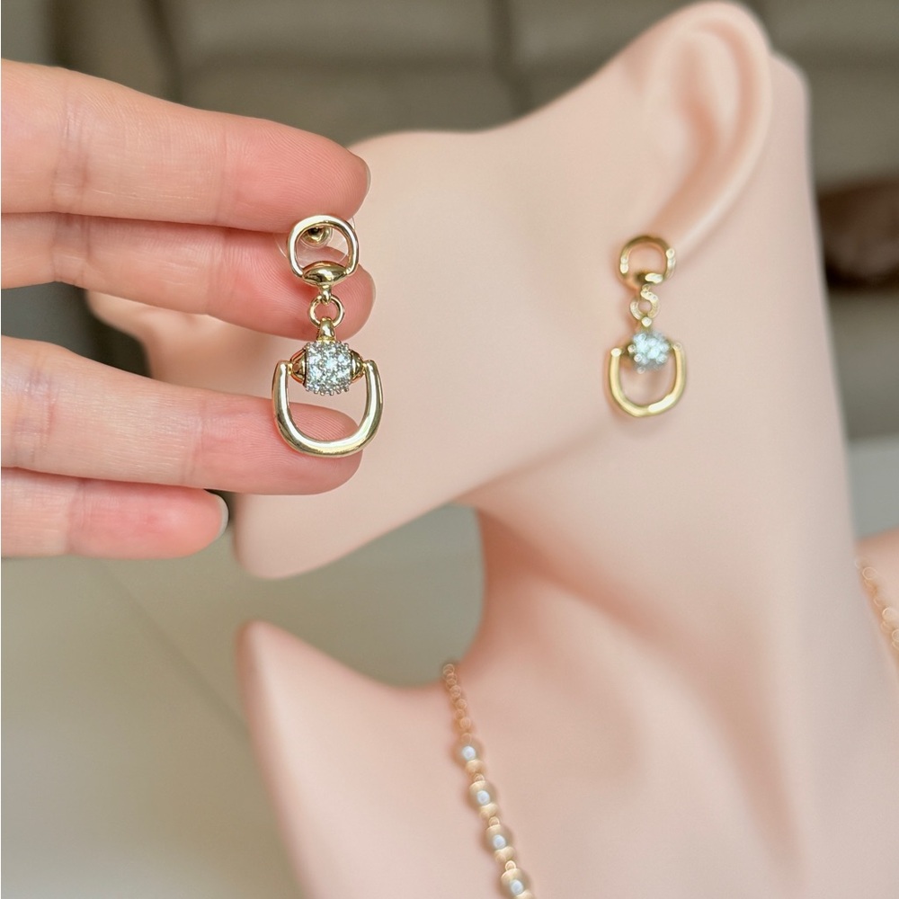 Gold Drop Crystal Dangle Earrings - Women Jewelry